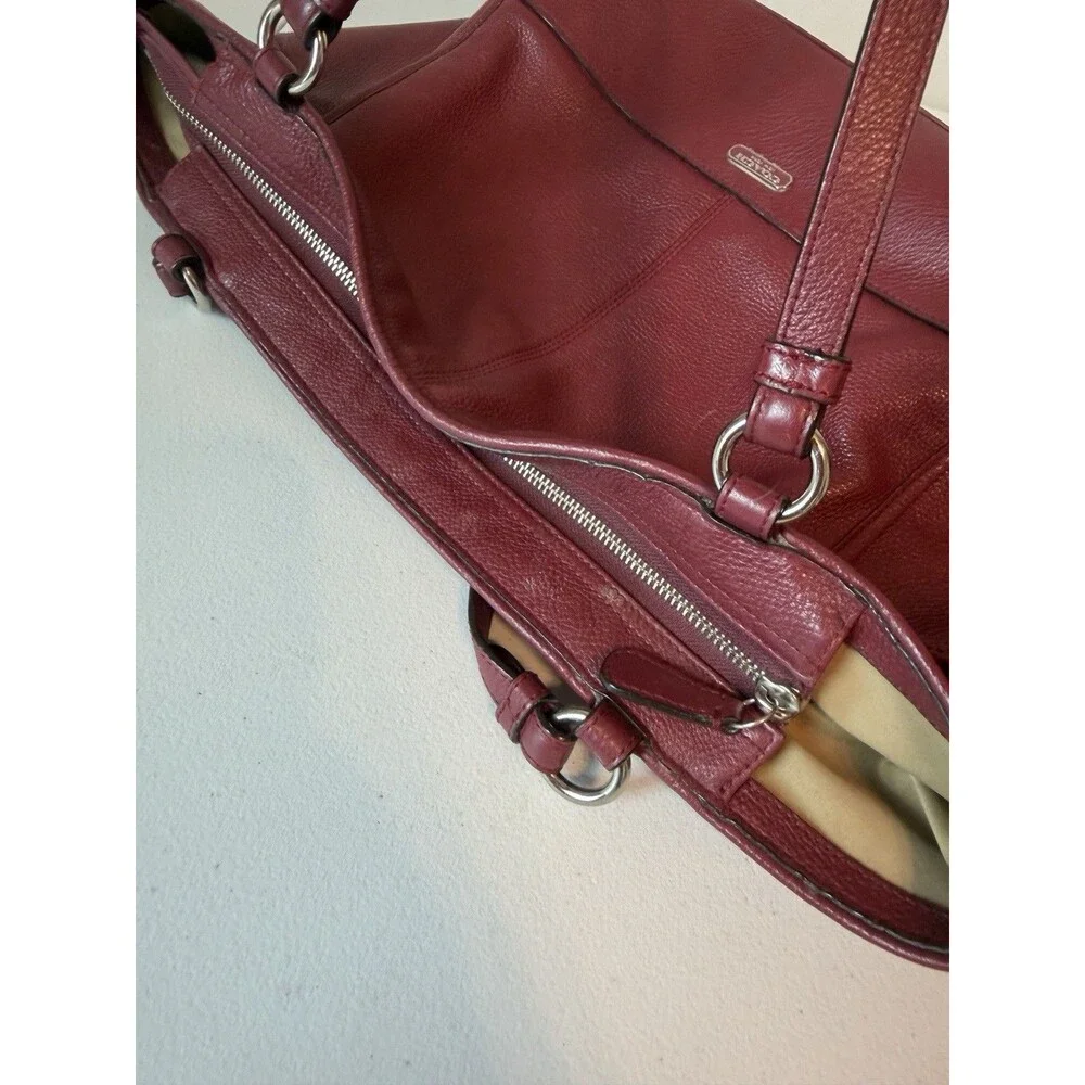 Coach Park Carrie Tote Crimson Pebbled Leather Shoulder Bag Purse